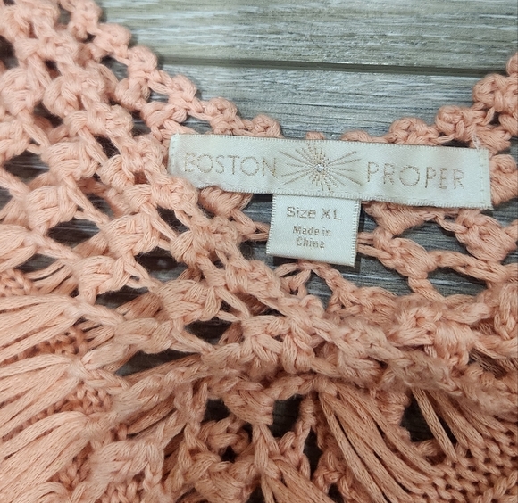 Boston Proper Coral Crochet Accent Tunic Size Xlarge - Picture 4 of 8